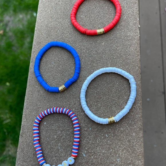 Patriotic bracelet stack, red white and blue bracelets, 4th of July bracelets - Picture 3 of 4